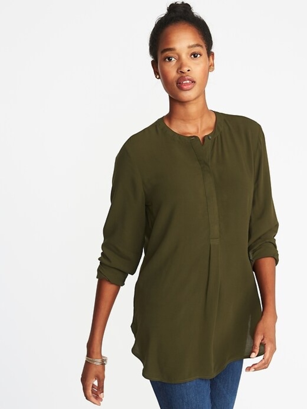 Old Navy Button-Front Popover Tunic Shirt